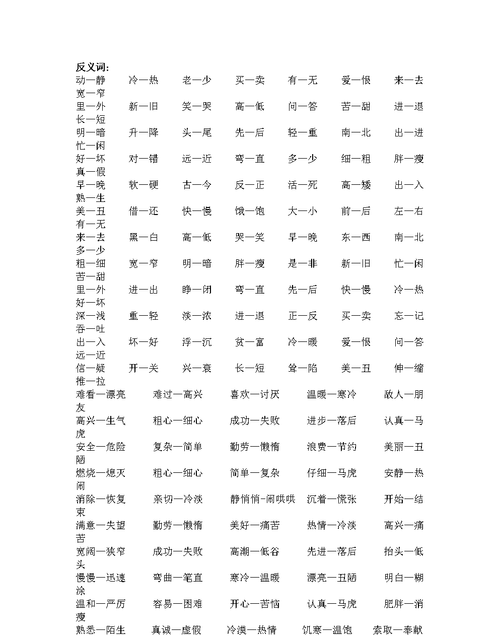 含反义词的二字词语,两个字的反义词图2