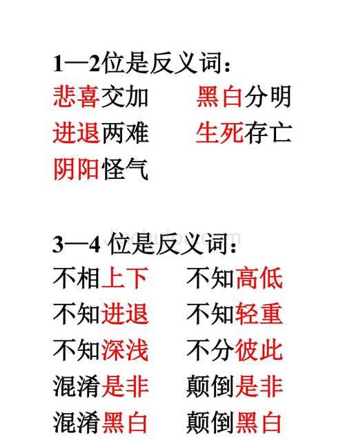 含反义词的二字词语,两个字的反义词图4