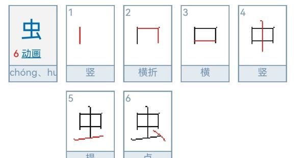 虫的笔顺组词,虫的笔顺图6