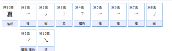 夏的笔顺,夏字的笔顺图1