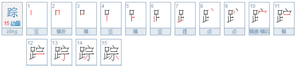 踪的笔顺和组词怎么写,踪的音序和音节是什么图1