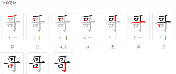 哥的笔顺笔画怎,哥的笔顺怎么写图6