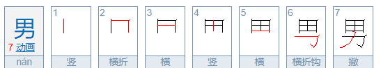 男的笔顺组词,男的笔顺笔画图1