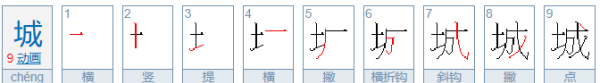 城的笔顺组词,城的笔画顺序图1