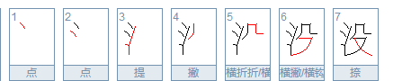 没的笔顺第五笔叫什么,没的第五笔是什么笔画名称是什么图3