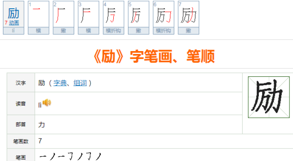 励的笔顺,鼓励的励是什么意思图4