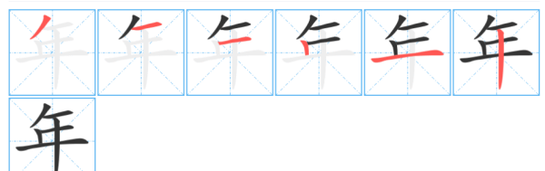 年笔顺笔画顺序怎么写,年的笔顺图2