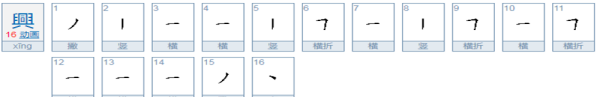 繁体字兴的笔顺,兴字的繁体字多少画笔图5