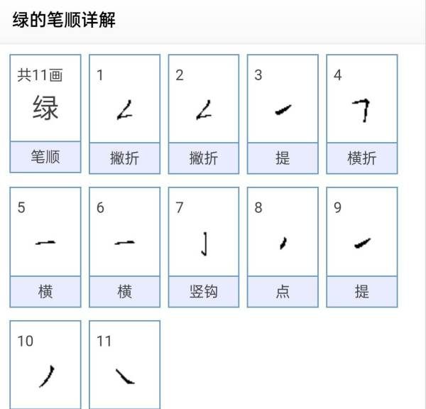 绿的笔顺,绿字的笔顺图1