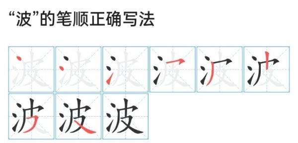 波的笔顺笔画顺序怎么写,波的笔画图2