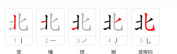 北字笔顺笔画怎么写,北的笔顺怎么写图3