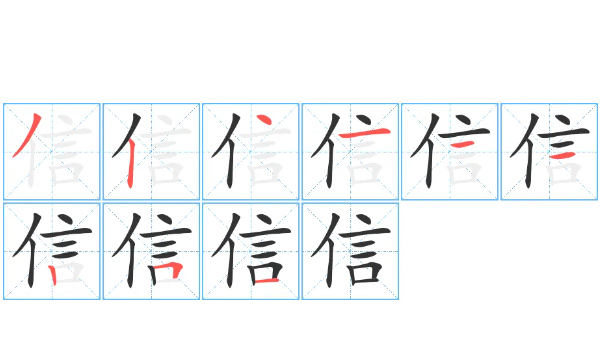 信的笔顺,信字组词有哪些图3