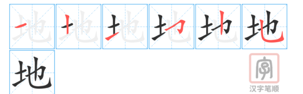 地笔顺,土地的地的笔顺怎么写图1