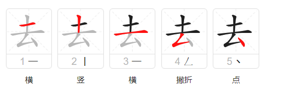 去笔顺笔画,去字的笔顺图3