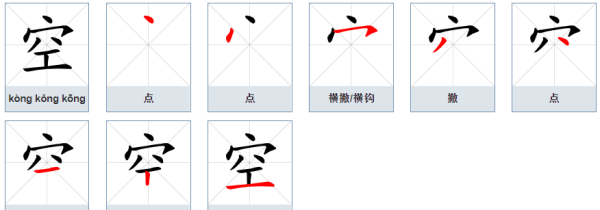 空笔顺是什么意思,空字的笔顺正确的写法图6