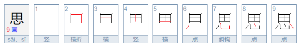 思笔顺正确的写法,思的笔顺图1