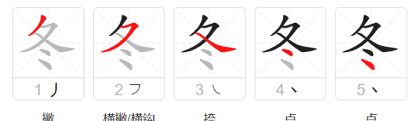 冬笔顺笔画,冬笔画顺序怎么写图1