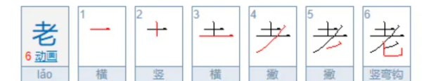 老的笔顺,老字的笔顺图1