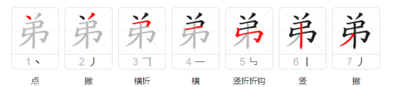 正笔顺笔画顺序表怎么写弟,弟字笔顺图5