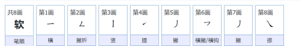 软笔顺怎么写,软字笔顺图1