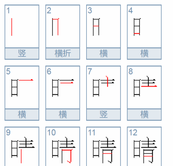 清晴的笔顺怎么写,晴天的晴的笔顺图8