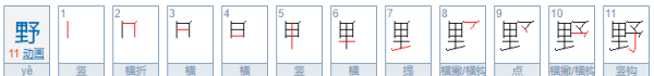 野笔顺笔画顺序表,野的笔画顺序怎么写的顺字大全集图4