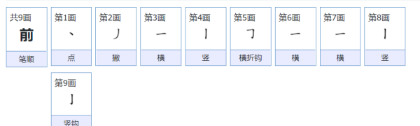 前字的笔顺,前笔画顺序图1