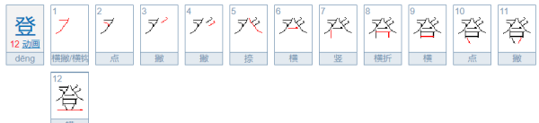 登笔顺拼音,登的笔顺图1