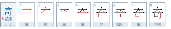 奇笔顺怎么写,奇的笔顺图2