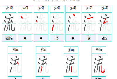 流笔顺笔画顺序表怎么写,流字的笔顺图7