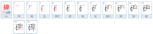 石碑的碑的笔顺怎么写,碑字笔顺怎么写的图2