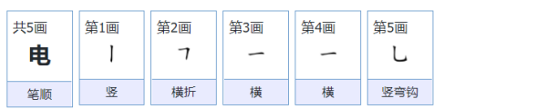 电的笔顺和部首,电的笔顺怎么写图1