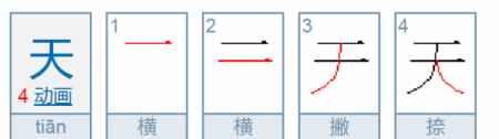 天的笔顺,天 的笔顺图1