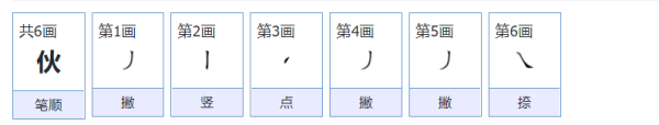 伙字笔顺,伙字笔顺图1