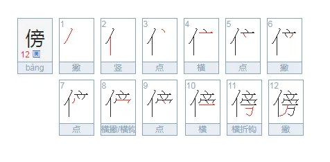 傍笔顺组词部首结构,傍的笔顺怎么写图3