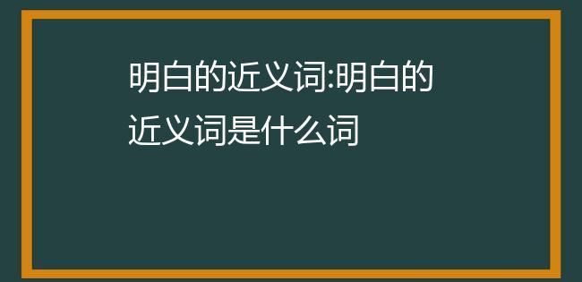 明白 的近义词反义词,明白的近反义词是什么图4