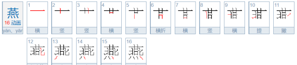 燕字笔顺,燕子的笔顺笔画图4