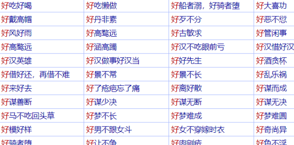 好的成语大全1000个,含有好字的四字成语图1