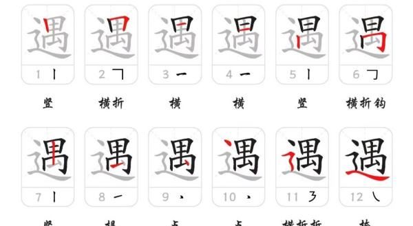 遇字笔顺详解,遇字怎么写图1