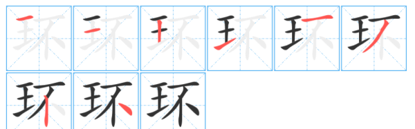 环的笔顺,环绕的环怎么写组词图2