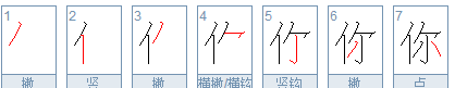 你字的笔顺,你的笔顺笔画顺序图图1