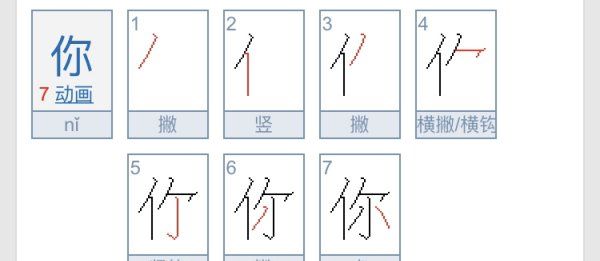 你字的笔顺,你的笔顺笔画顺序图图2