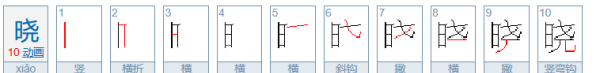 晓字笔顺GIF,春眠不觉晓的晓字怎么写图1