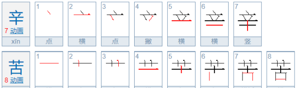 辛苦的笔顺怎么写的笔顺,粒粒皆辛苦的苦笔顺图7