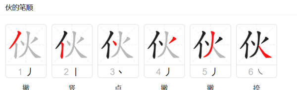 伙字笔顺笔画顺序怎么写,伙的笔顺图5