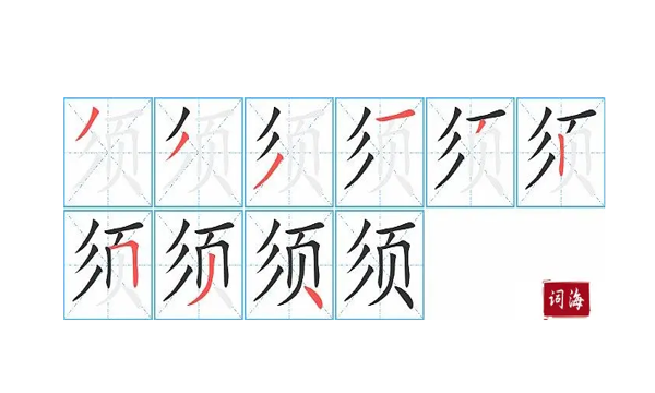 须字的笔顺,须字笔顺图1