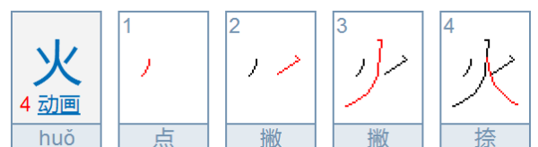 火的笔顺是什么,火字的笔顺有几种写法图1