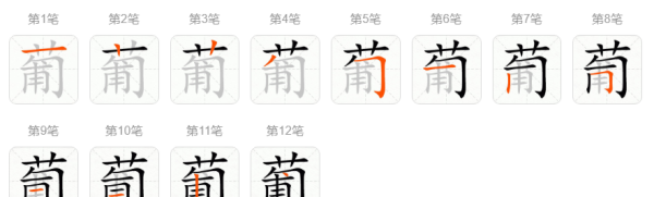 葡的笔顺,葡字笔顺图1