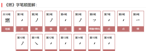 燃的笔顺,燃烧的燃然字怎么写图1