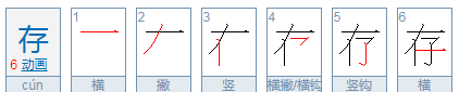 存钱罐的存的笔顺,存的笔顺怎么写图1